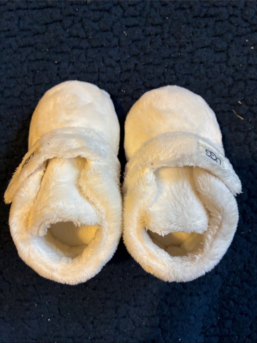 UGG Cream Faux-Fur Kids Slippers with Hook-and-Loop Strap
